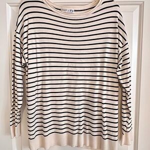 Primark Black and Cream Striped Long Sleeve lightweight Sweater